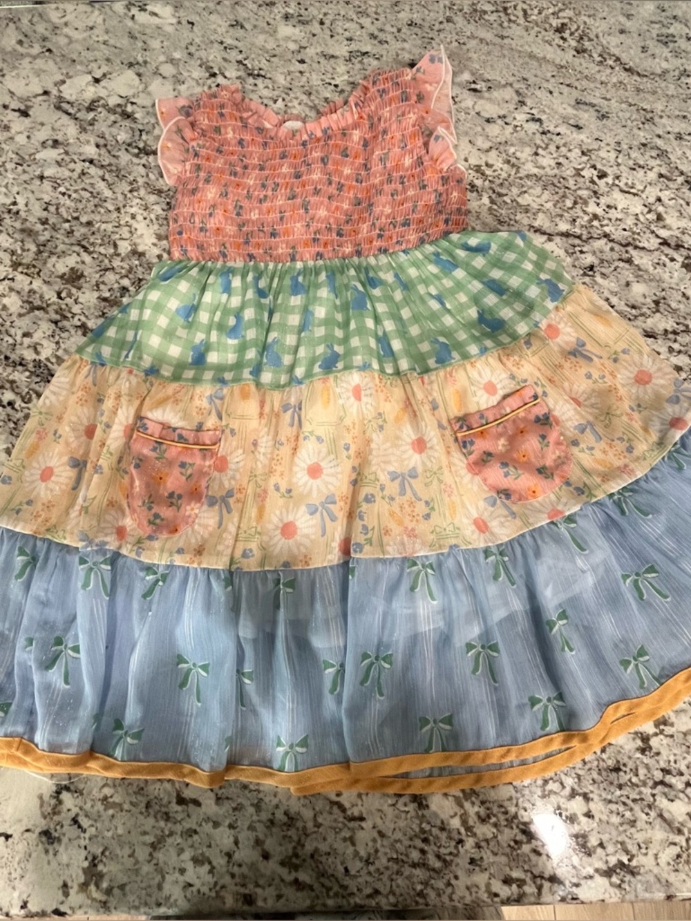 Matilda Jane Multi-Color Tiered Ruffle Dress (Pink, Green, Yellow, Blue)